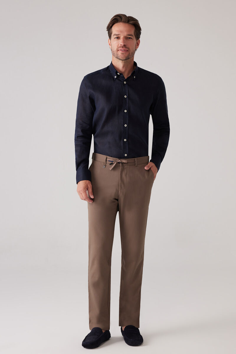 Erkek Kahverengi Yazlık Yan Cep Jogger Pantolon - 4