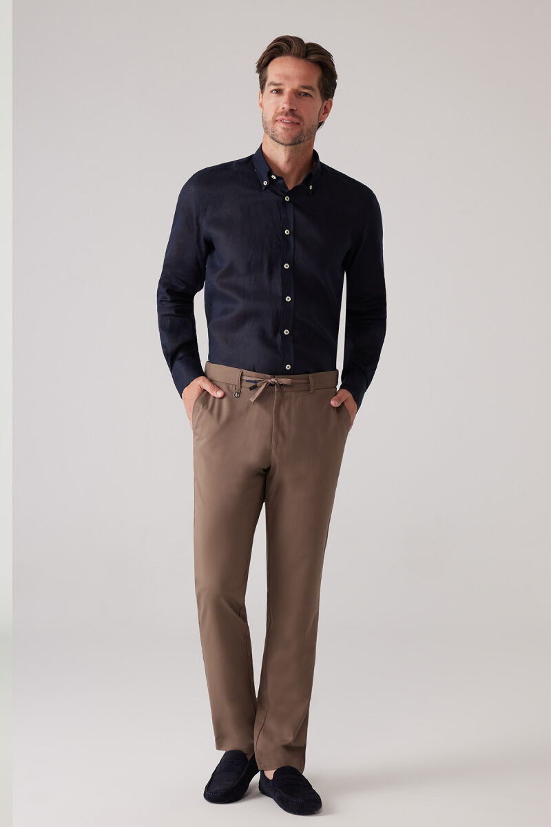 Erkek Kahverengi Yazlık Yan Cep Jogger Pantolon - 5