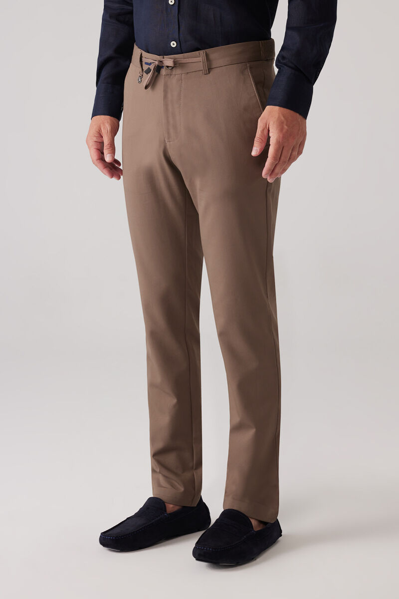 Erkek Kahverengi Yazlık Yan Cep Jogger Pantolon - 6