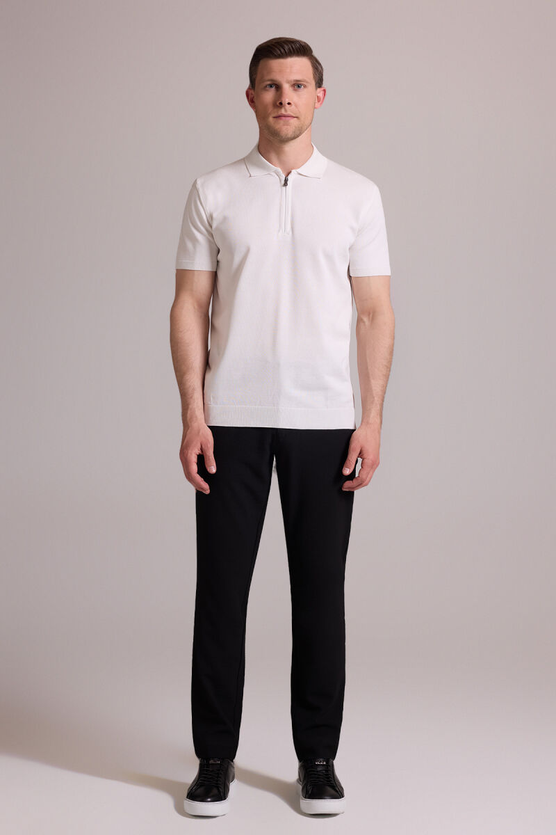 Erkek Kemik Regular Fit Polo Yaka Fermuarlı Triko Tişört - 3