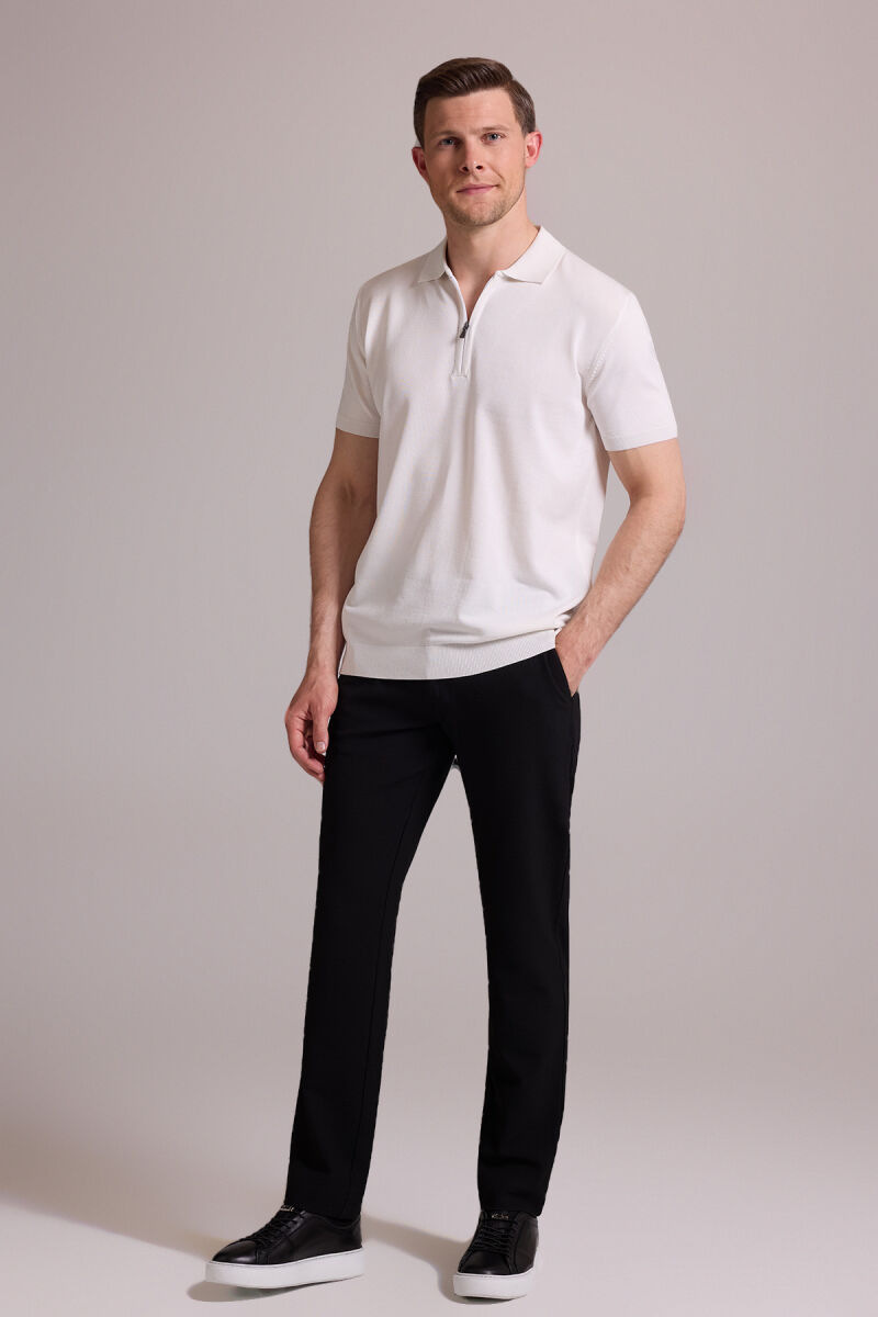 Erkek Kemik Regular Fit Polo Yaka Fermuarlı Triko Tişört - 4