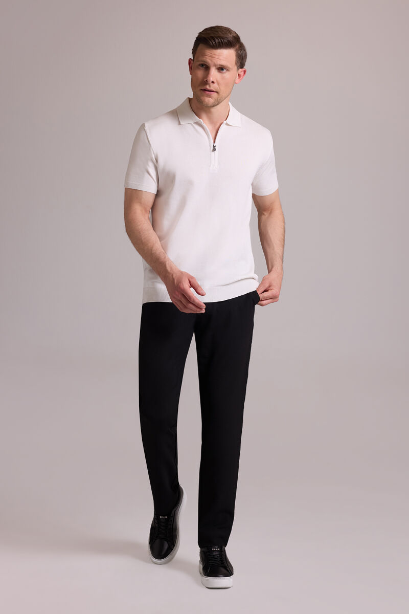 Erkek Kemik Regular Fit Polo Yaka Fermuarlı Triko Tişört - 6