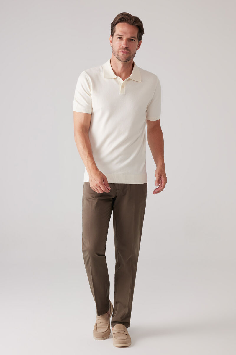 Erkek Kemik Slim Fit Kaşmir Karışımlı Polo Yaka Tişört - 3