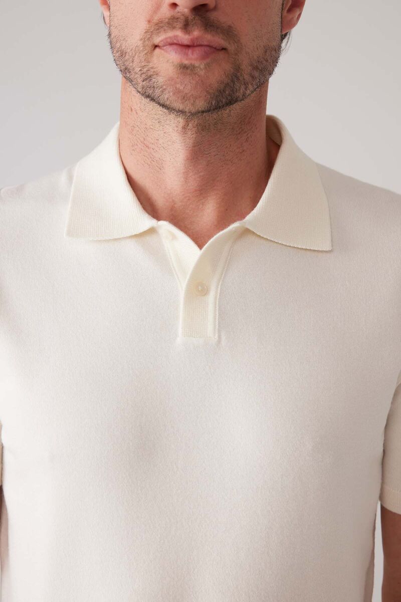 Erkek Kemik Slim Fit Kaşmir Karışımlı Polo Yaka Tişört - 8