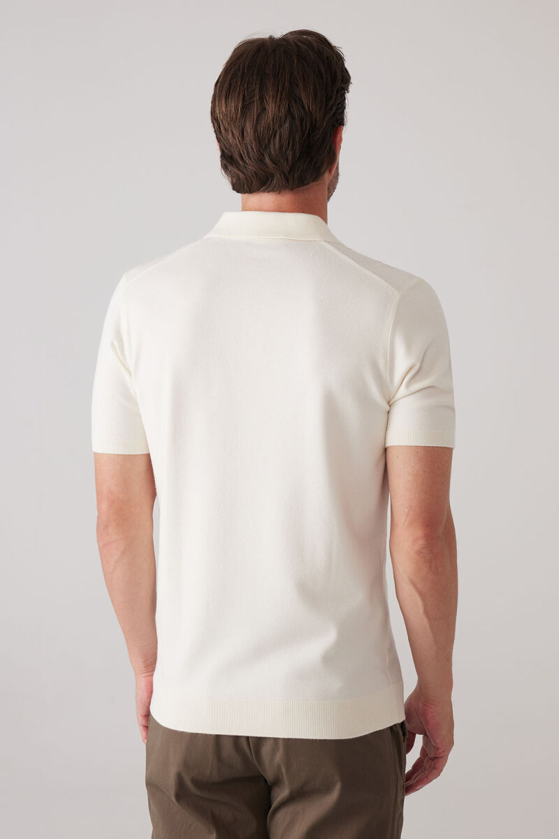 Erkek Kemik Slim Fit Kaşmir Karışımlı Polo Yaka Tişört - 9