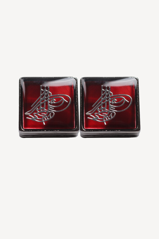 Erkek Kırmızı Desenli Kol Düğmesi - YSF