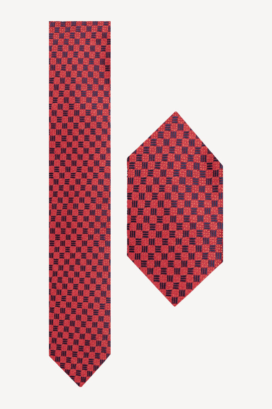Erkek Kırmızı Kravat Mendil Set - YSF