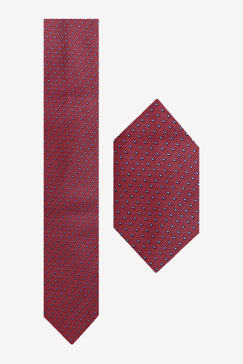 Erkek Kırmızı Kravat Mendil Set - 1