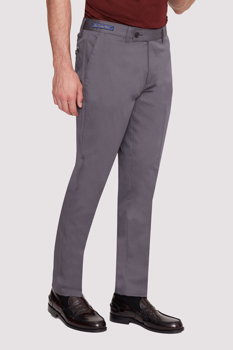 Erkek Koyu Gri Regular Fit Kanvas Pantalon - 3