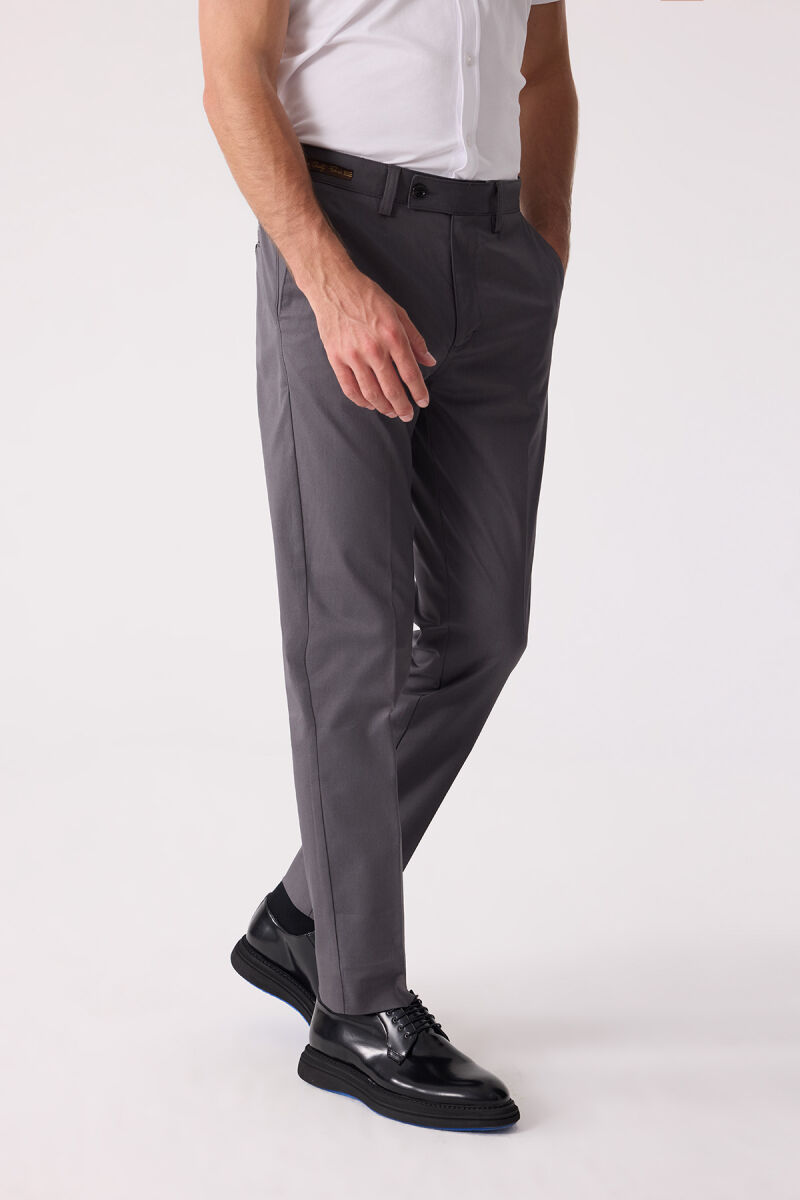 Erkek Koyu Gri Regular Fit Kanvas Pantalon - 6