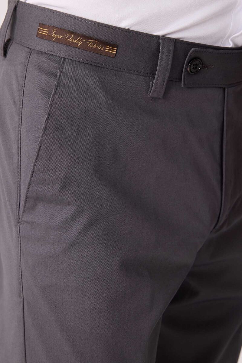 Erkek Koyu Gri Regular Fit Kanvas Pantalon - 7