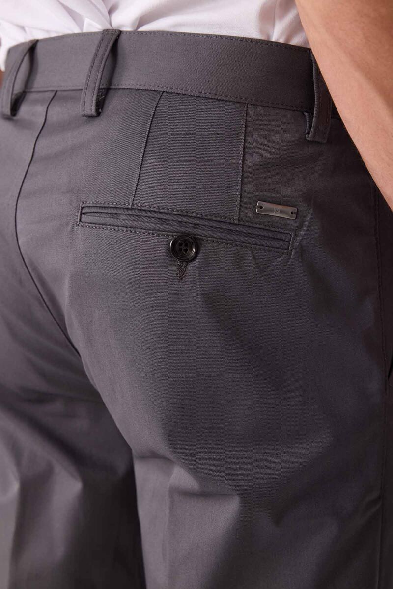 Erkek Koyu Gri Regular Fit Kanvas Pantalon - 8