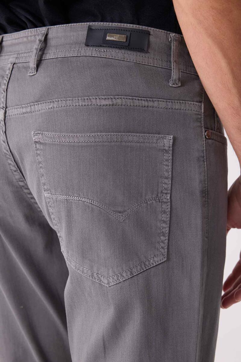 Erkek Koyu Gri Slim Fit Üst Cep Kanvas Pantolon - 8