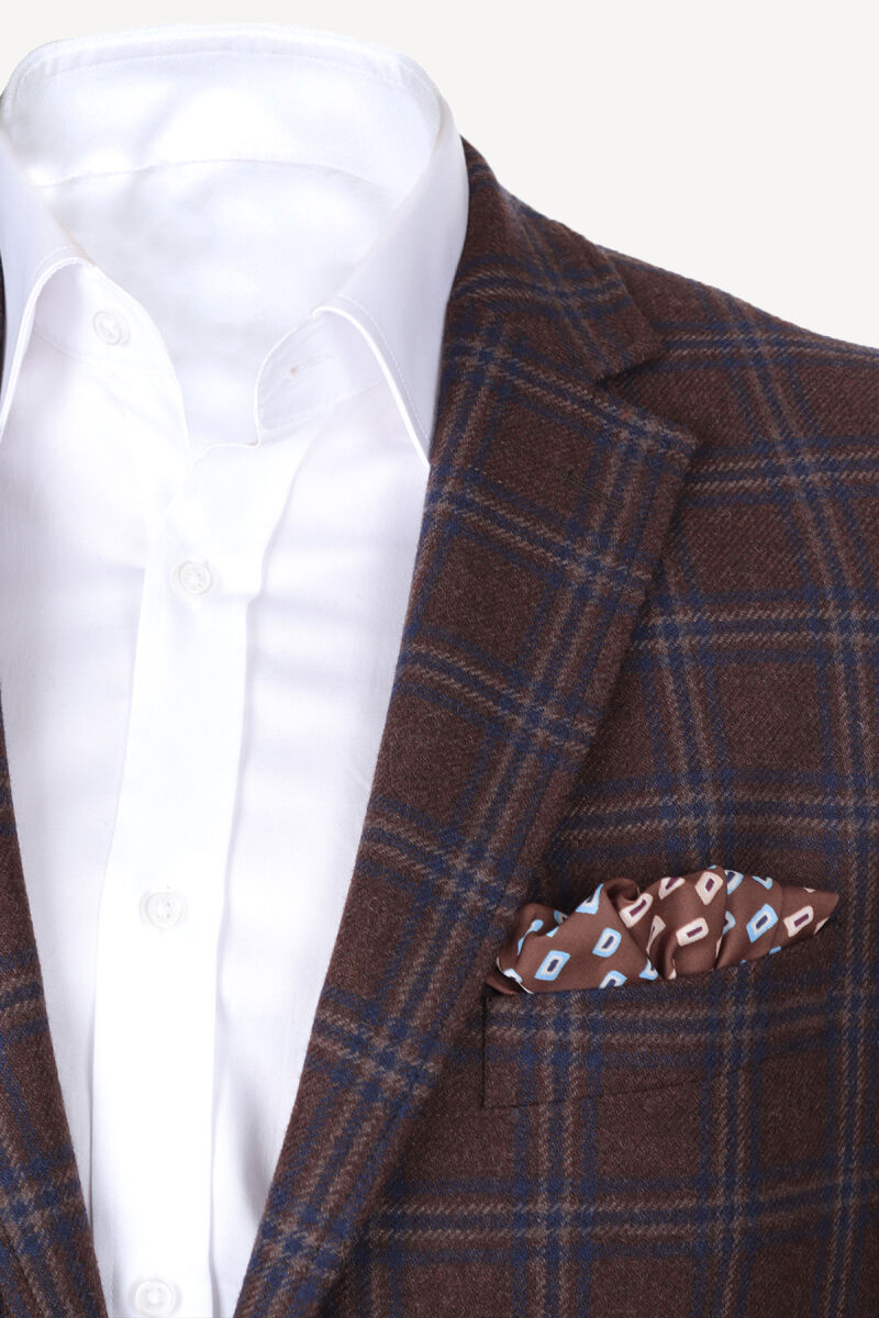 Erkek Koyu Kahverengi Yünlü Spor Ceket - 2