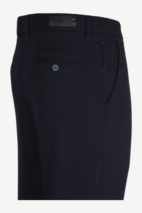 Erkek Koyu Lacivert Desenli Spor Regular Fit Kanvas Pantolon