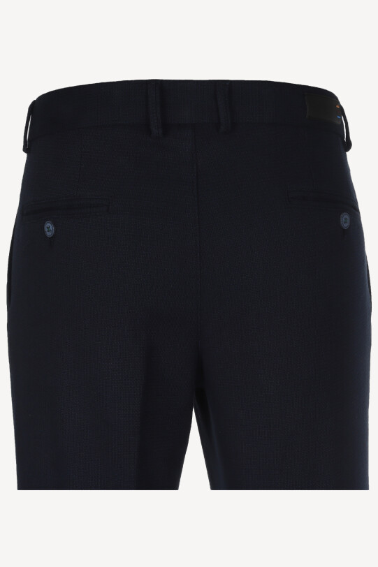 Erkek Koyu Lacivert Desenli Spor Regular Fit Kanvas Pantolon