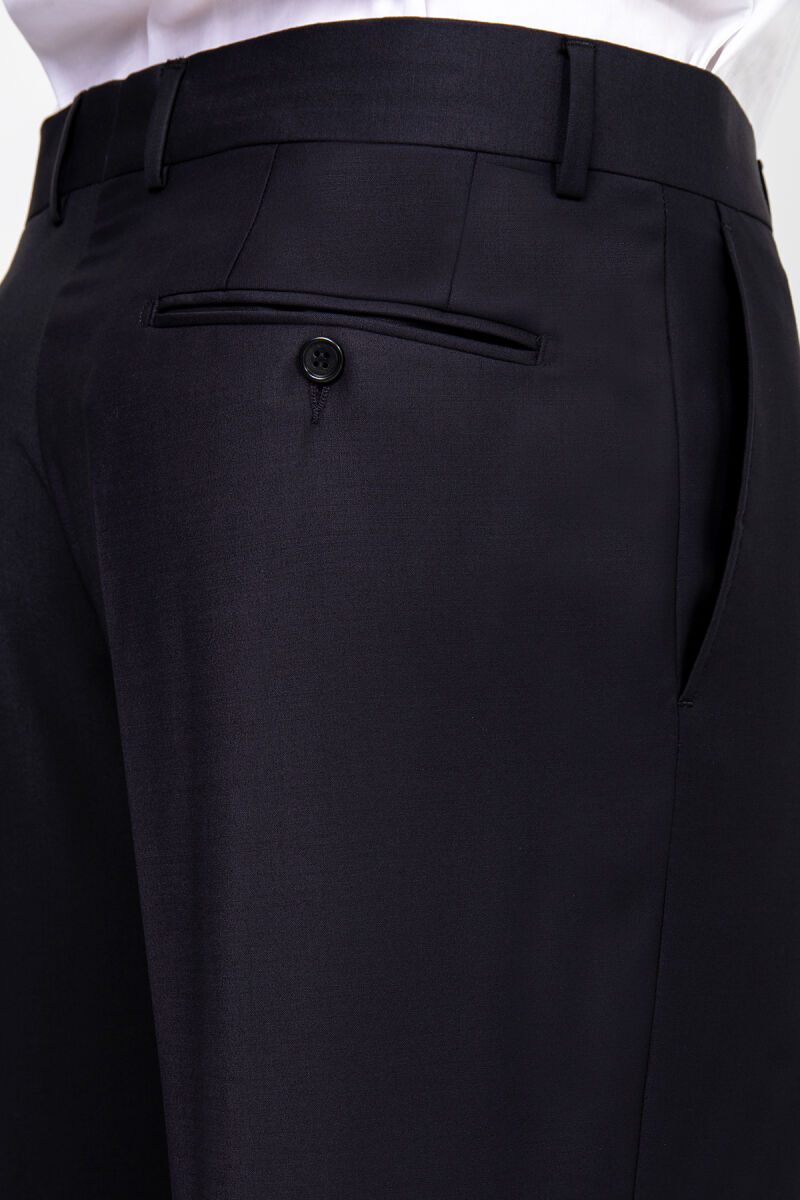 Erkek Koyu Lacivert Klasik Puntolu Takım Elbise - 6