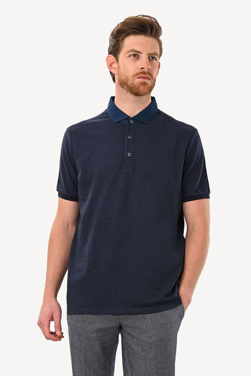 Erkek Koyu Lacivert Regular Fit Polo Yaka Tshirt - 2