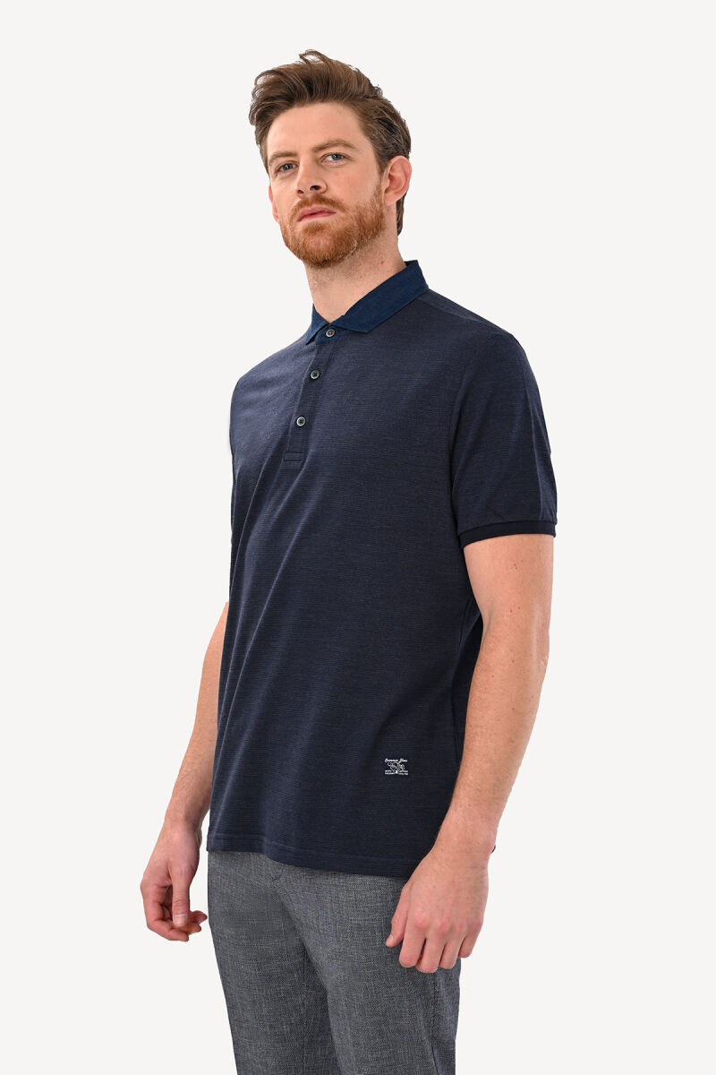 Erkek Koyu Lacivert Regular Fit Polo Yaka Tshirt - 1