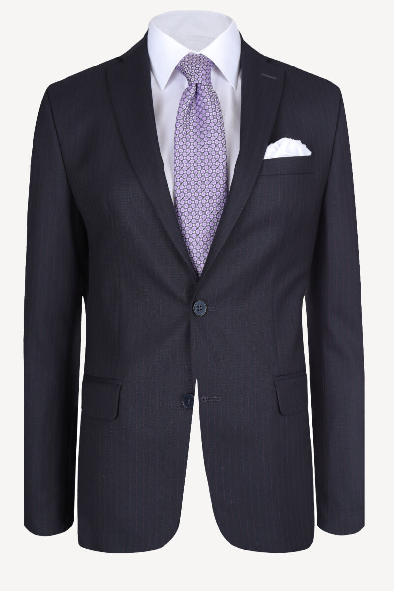 Erkek Koyu Lacivert Slim Fit Takım Elbise - 2