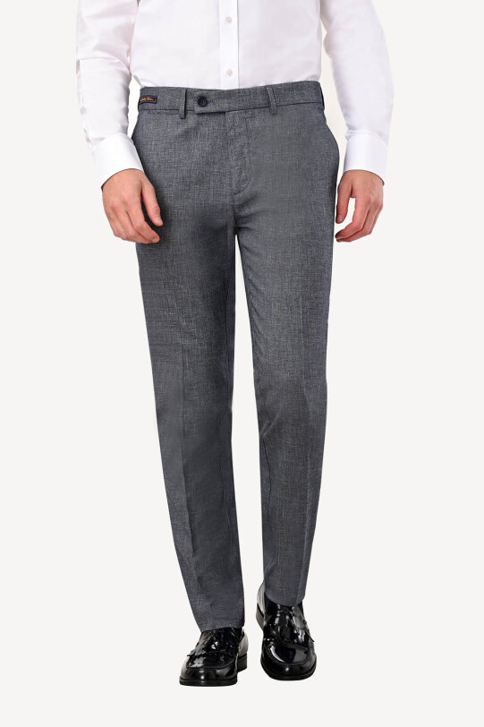 Erkek Koyu Mavi Regular Fit Keten Spor Pantolon