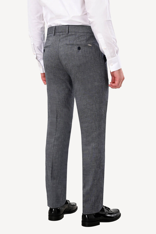 Erkek Koyu Mavi Regular Fit Keten Spor Pantolon