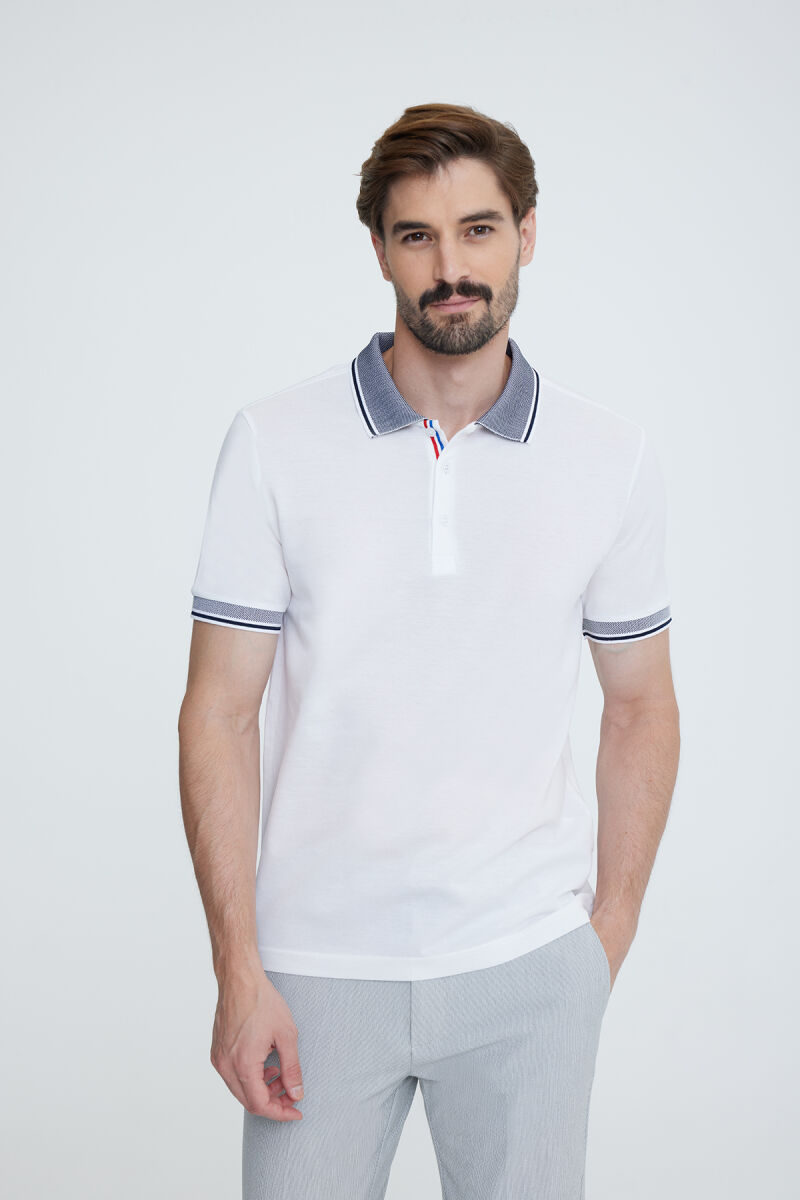 Erkek Krem Polo Yaka T-shirt - 1