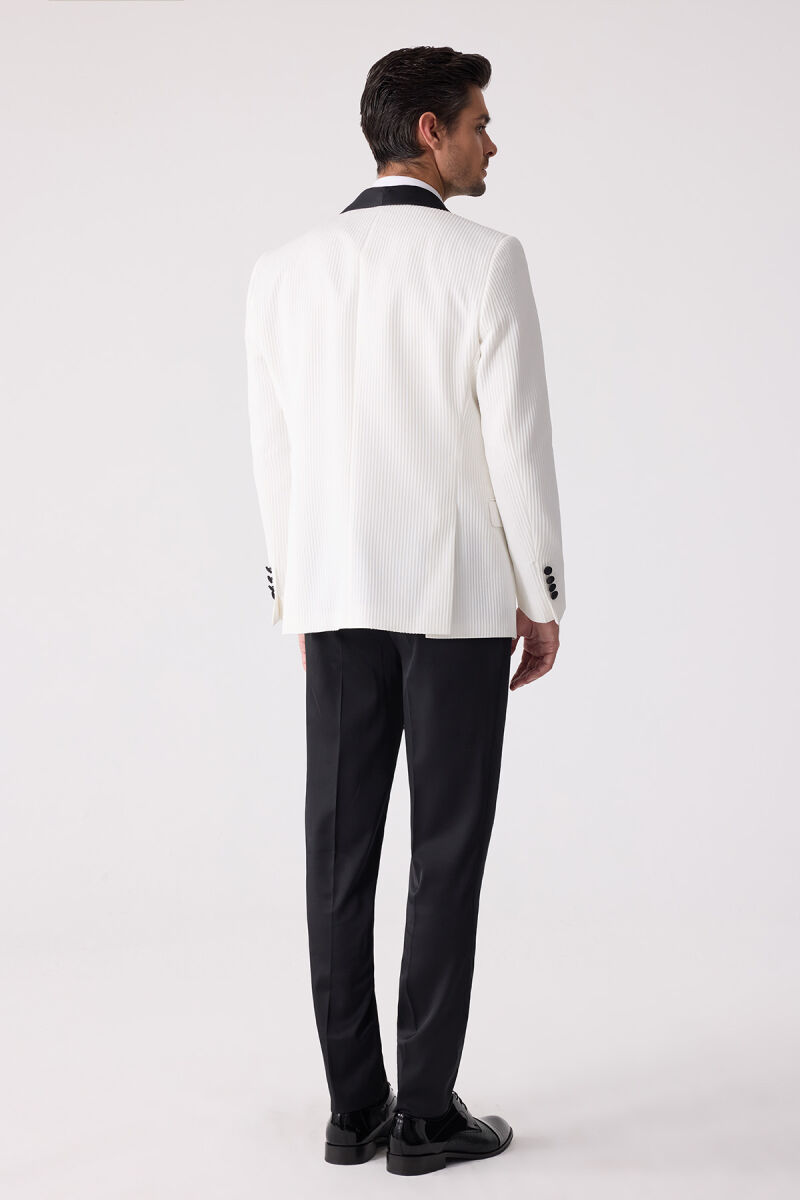 Erkek Krem Slim Fit Şal Yaka Damatlık - 12