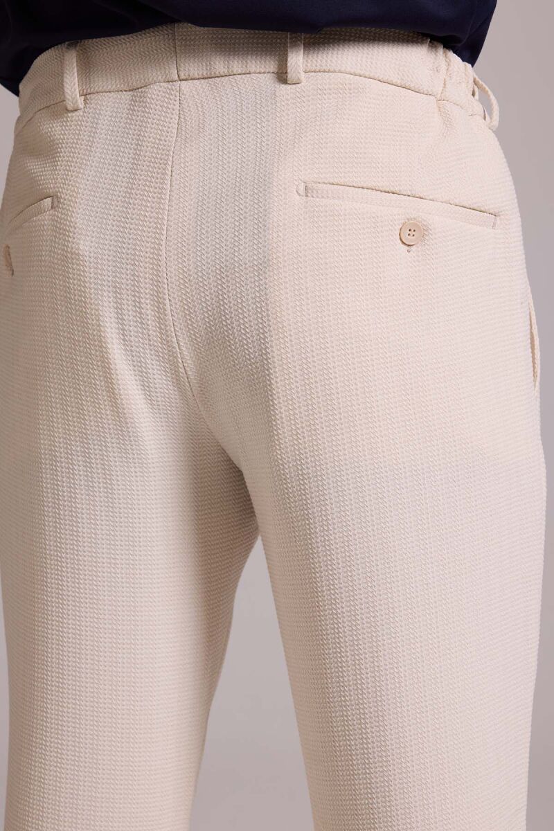 Erkek Krem Slim Fit Sivri Yaka Takım Elbise - 10