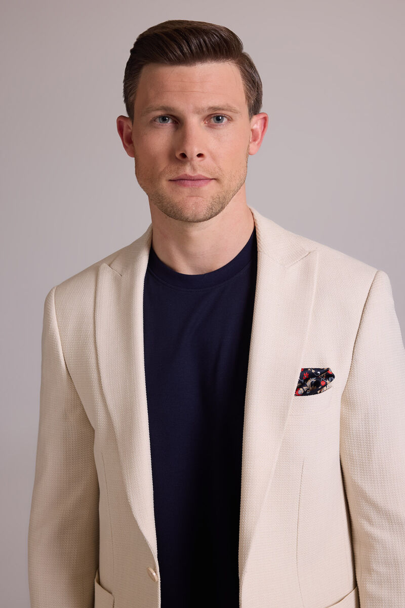 Erkek Krem Slim Fit Sivri Yaka Takım Elbise - 6