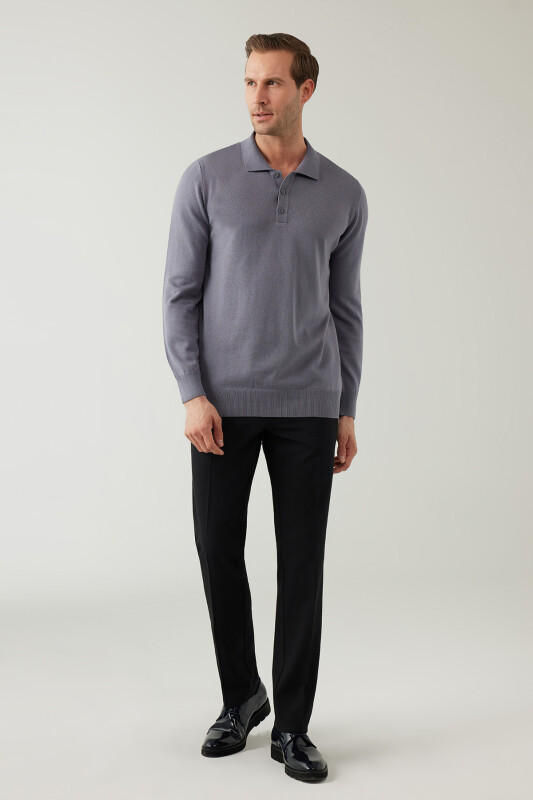 Erkek Kül Pamuklu Polo Yaka Triko