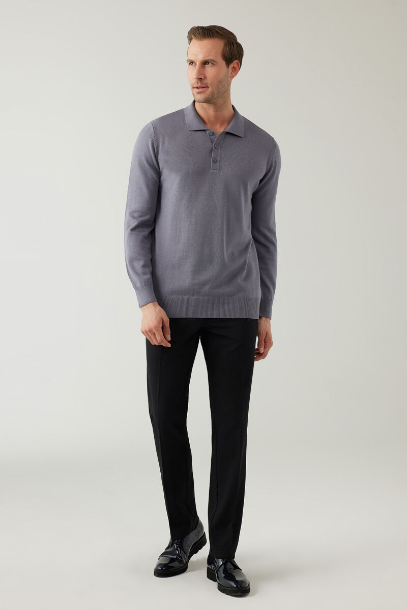 Erkek Kül Pamuklu Polo Yaka Triko - 3