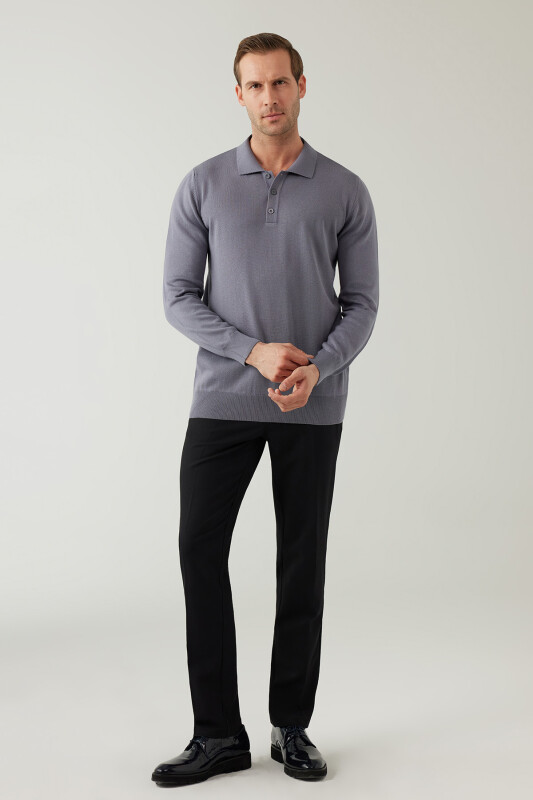 Erkek Kül Pamuklu Polo Yaka Triko