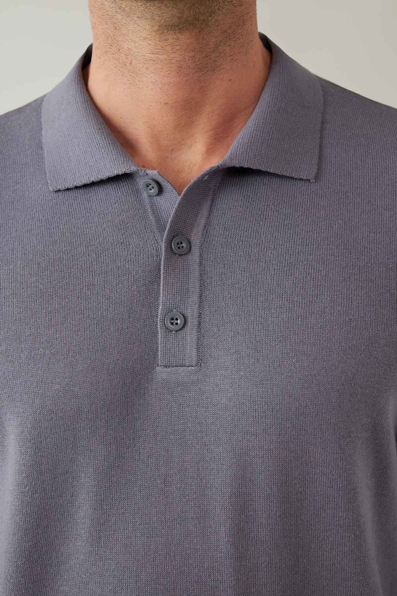 Erkek Kül Pamuklu Polo Yaka Triko - 7