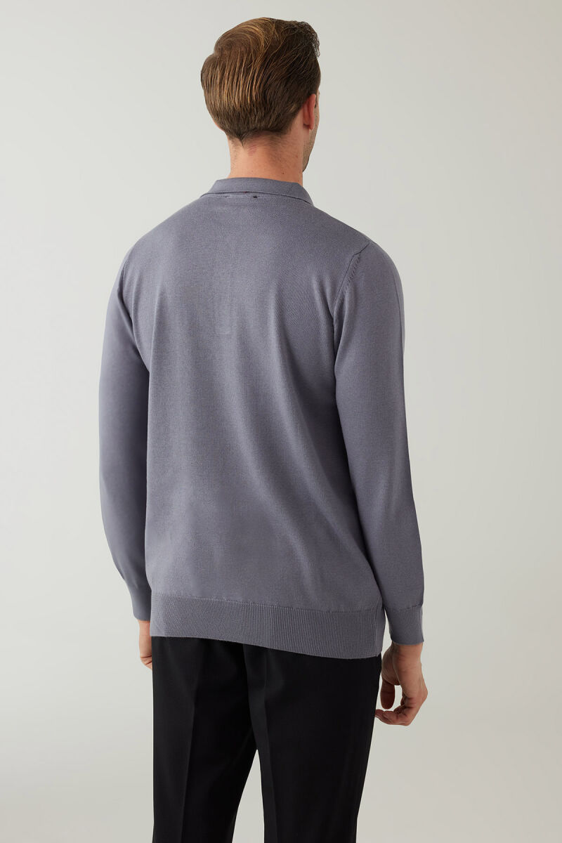 Erkek Kül Pamuklu Polo Yaka Triko - 8