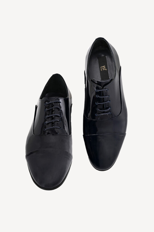 Erkek Lacivert Bağcıklı Klasik Rugan Ayakkabı