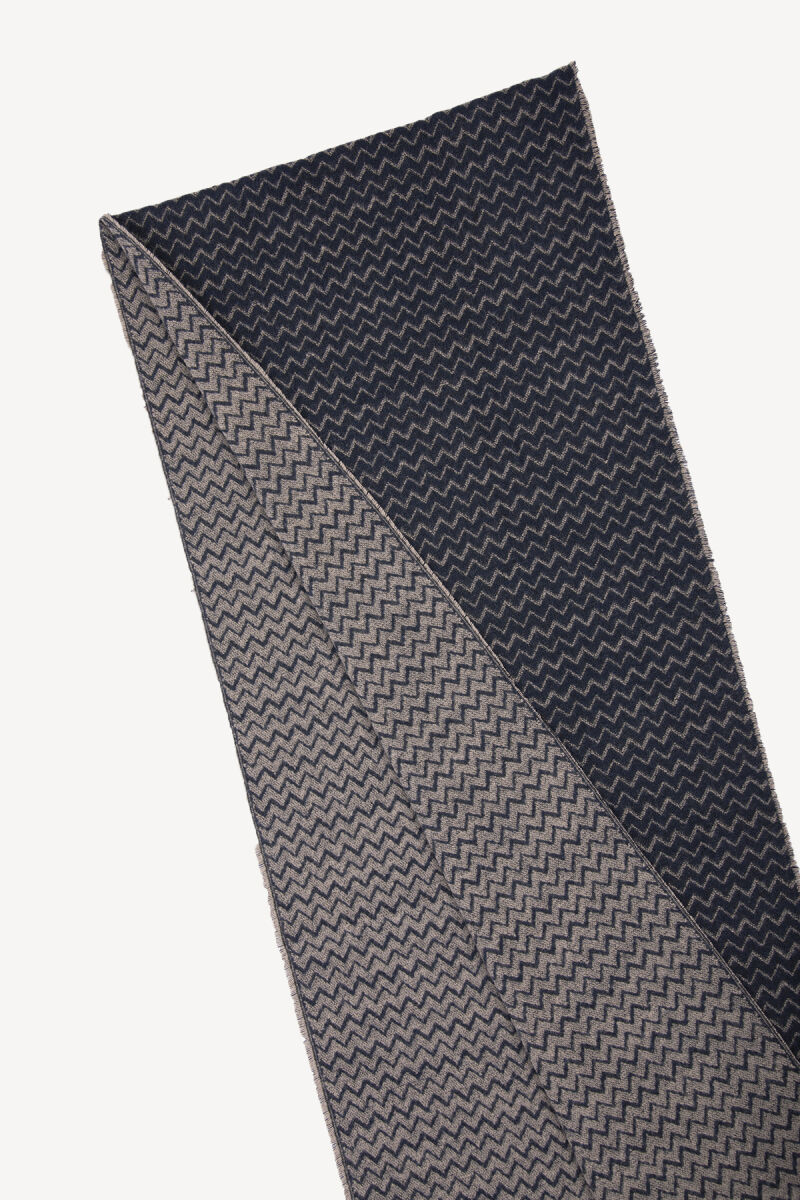 Erkek Lacivert Bej Yünlü Desenli Kaşkol - 2