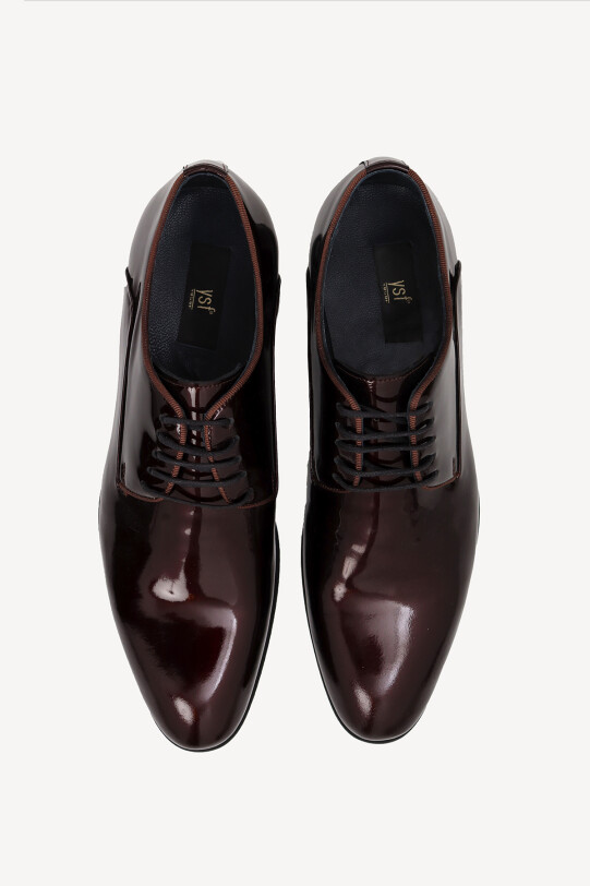 Erkek Lacivert Bordo Bağcıklı Klasik Rugan Ayakkabı