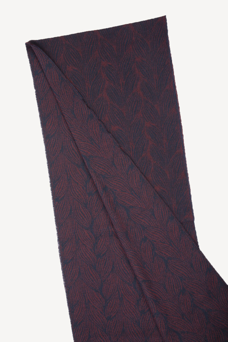 Erkek Lacivert Bordo Yün Desenli Kaşkol - 2