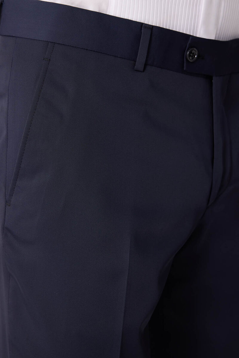 Erkek Lacivert Çıkma Şal Yaka Slim Fit Damatlık - 10