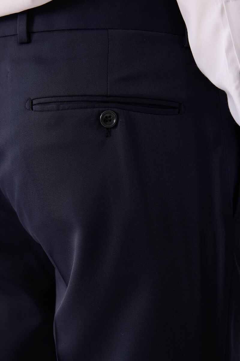 Erkek Lacivert Çıkma Şal Yaka Slim Fit Damatlık - 11