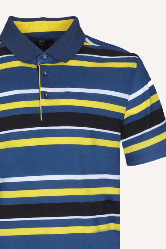 Erkek Lacivert Çizgili Polo Yaka Regular Fit Tshirts