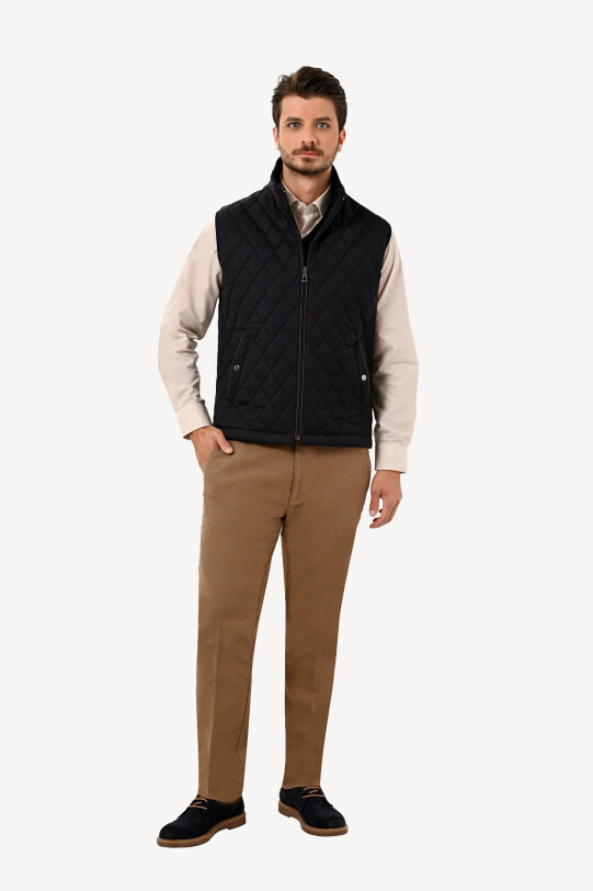 Erkek Lacivert Desenli Kapitone Yelek