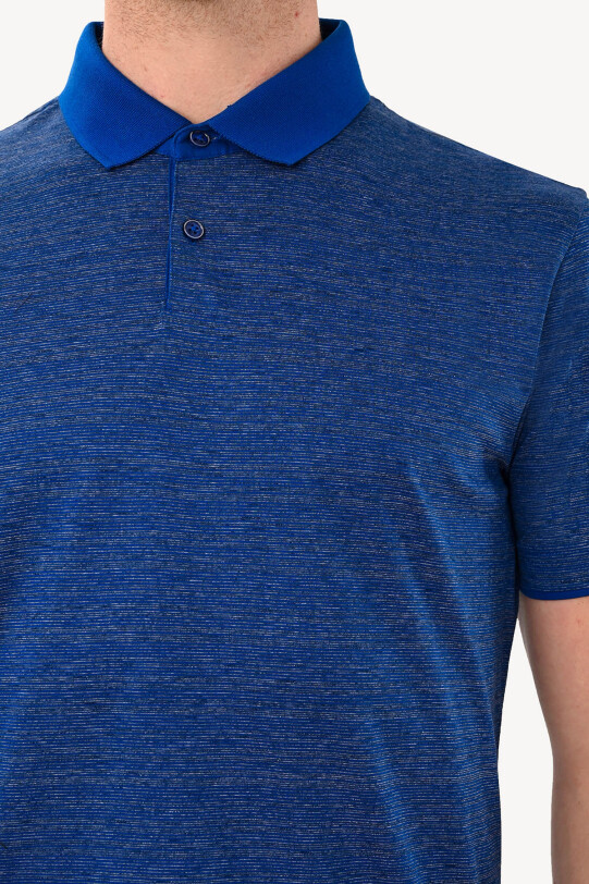 Erkek Lacivert Desenli Regular Fit Polo Yaka Tshirt