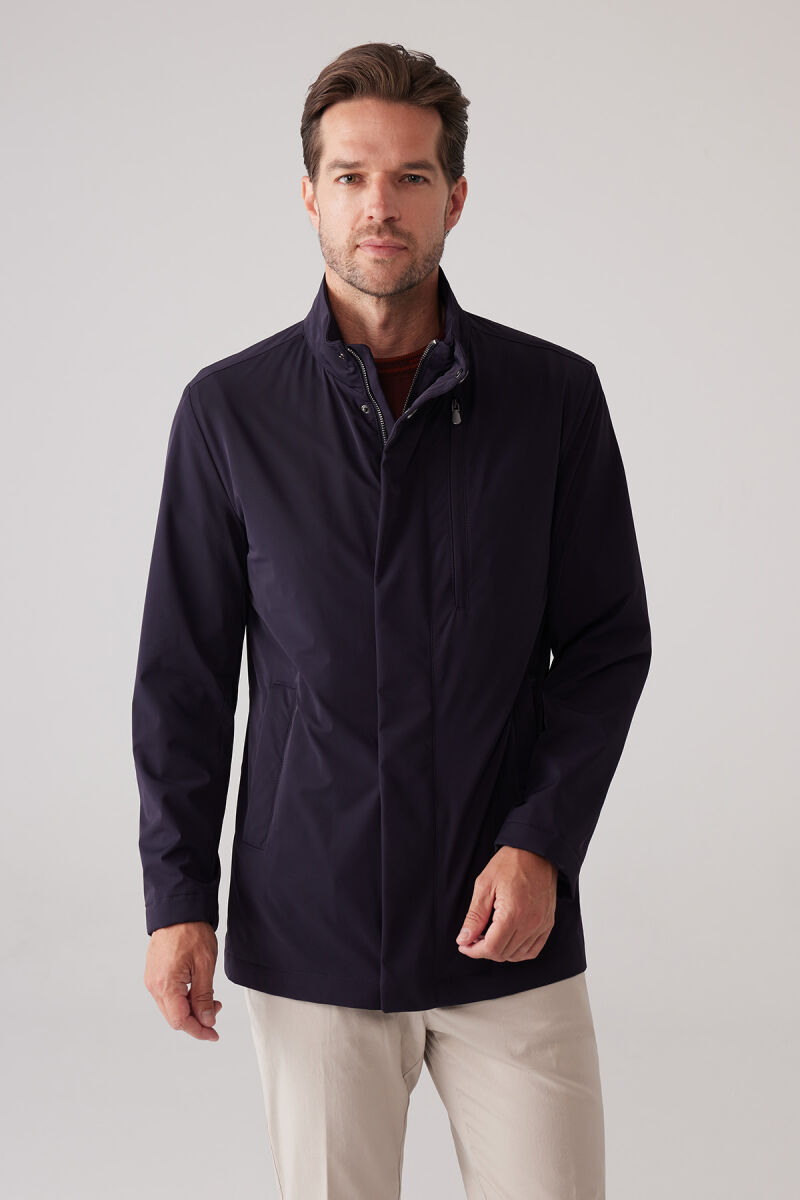Erkek Lacivert Regular Fit Dik Yaka Yazlık Mont - 2