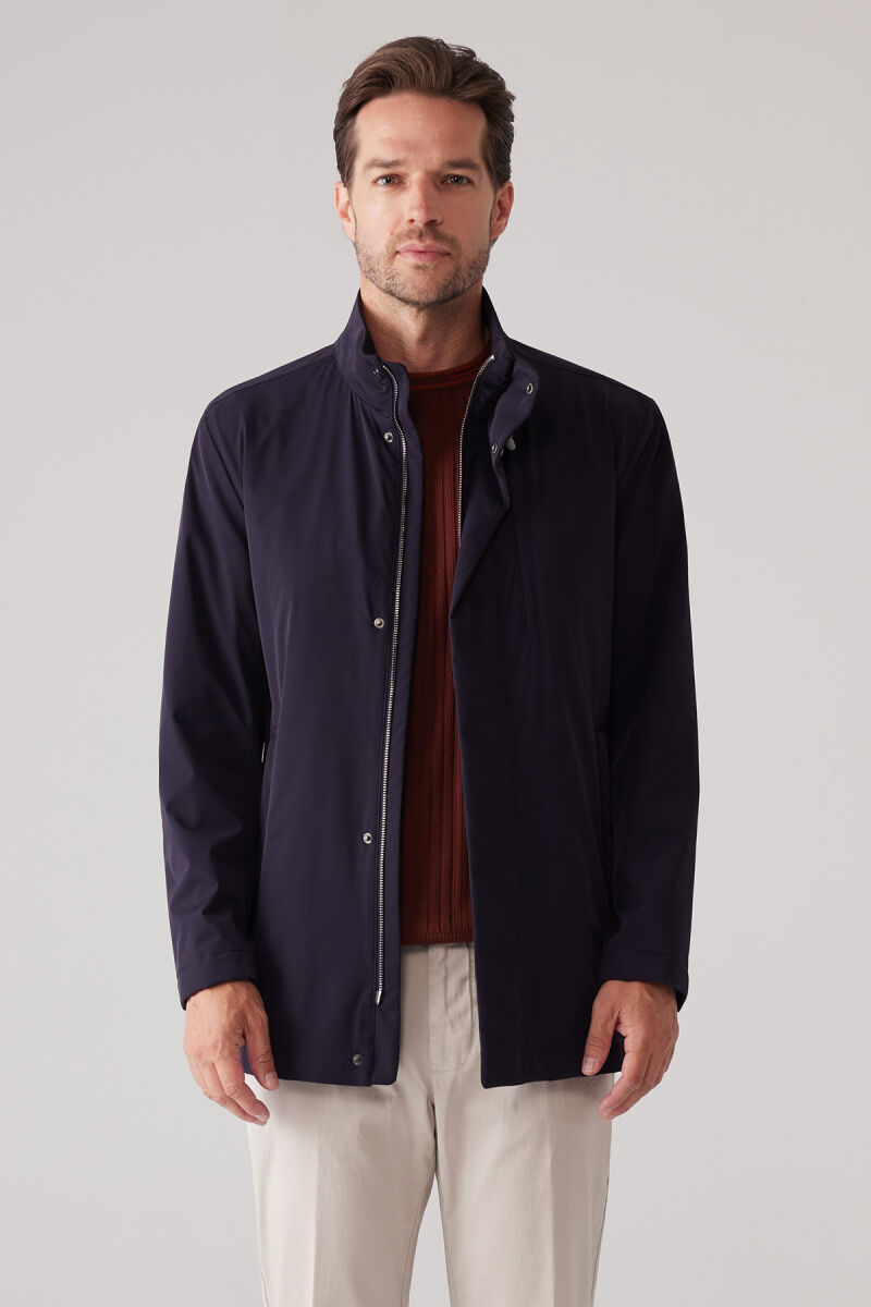 Erkek Lacivert Regular Fit Dik Yaka Yazlık Mont - 3