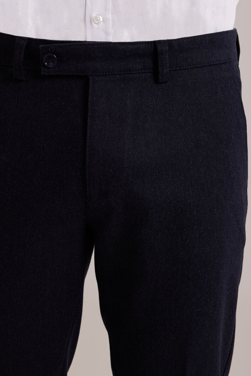 Erkek Lacivert Düz Regular Fit Yan Cep Kanvas Pantolon - 4