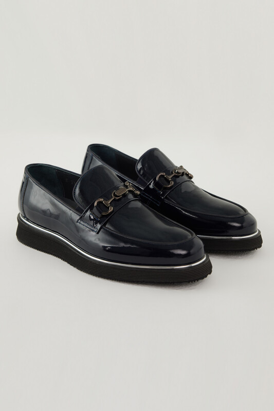 Erkek Lacivert Eva Taban Tokalı Rugan Ayakkabı