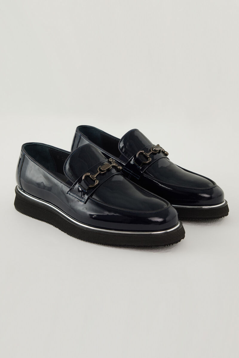 Erkek Lacivert Eva Taban Tokalı Rugan Ayakkabı - 2