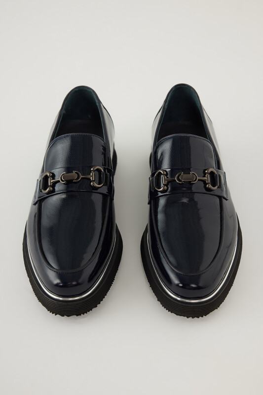 Erkek Lacivert Eva Taban Tokalı Rugan Ayakkabı